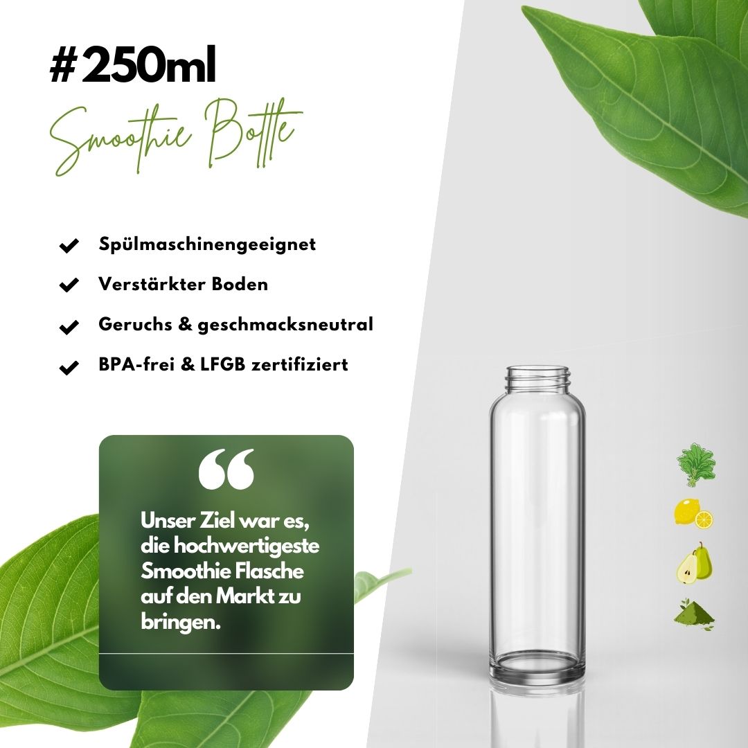 Premium Smoothie Glasflasche 250ml