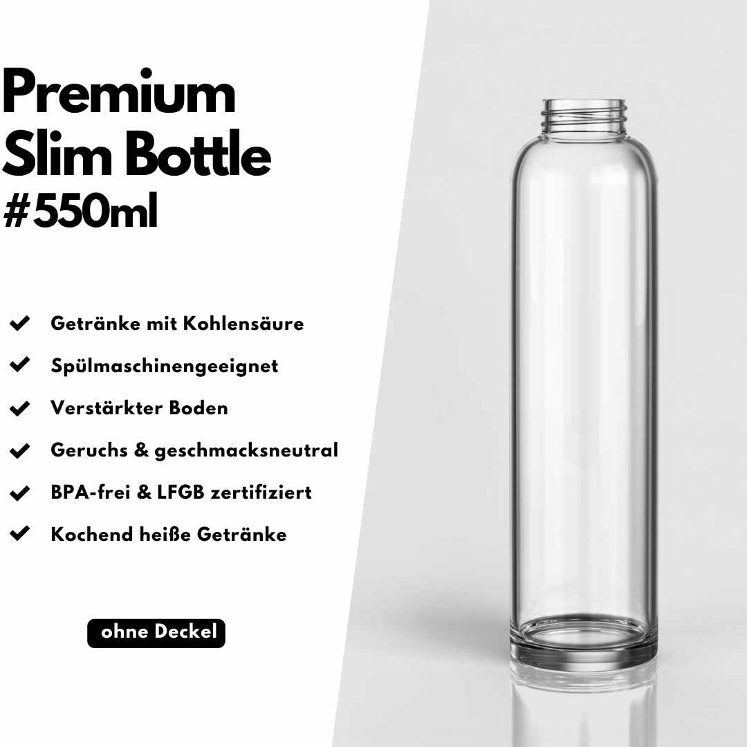 Premium Wasserflasche Glas 550ml