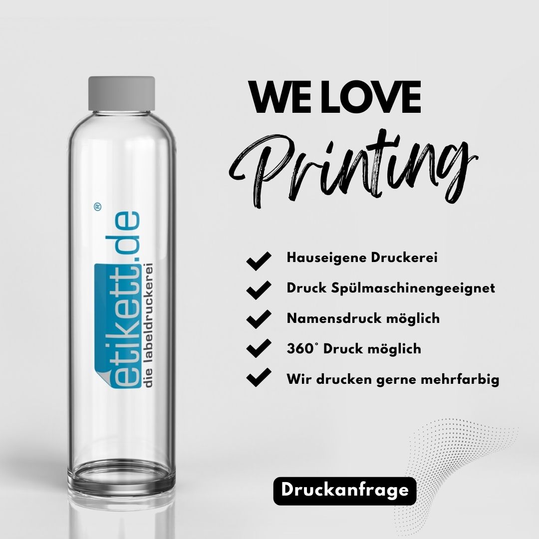 Trinkflasche Glas 750ml bedrucken lassen